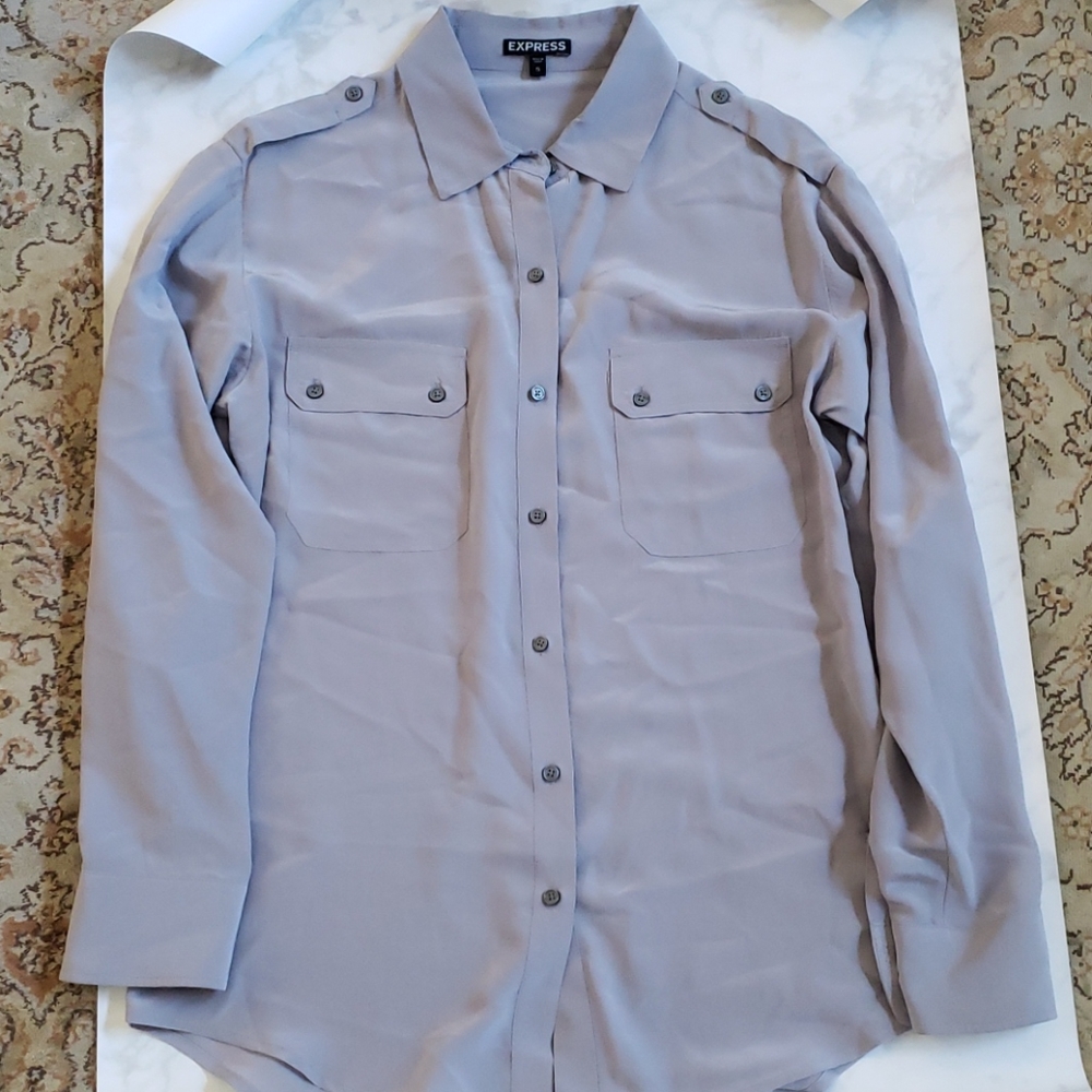 Express gray button down tunic - Picture 3 of 3